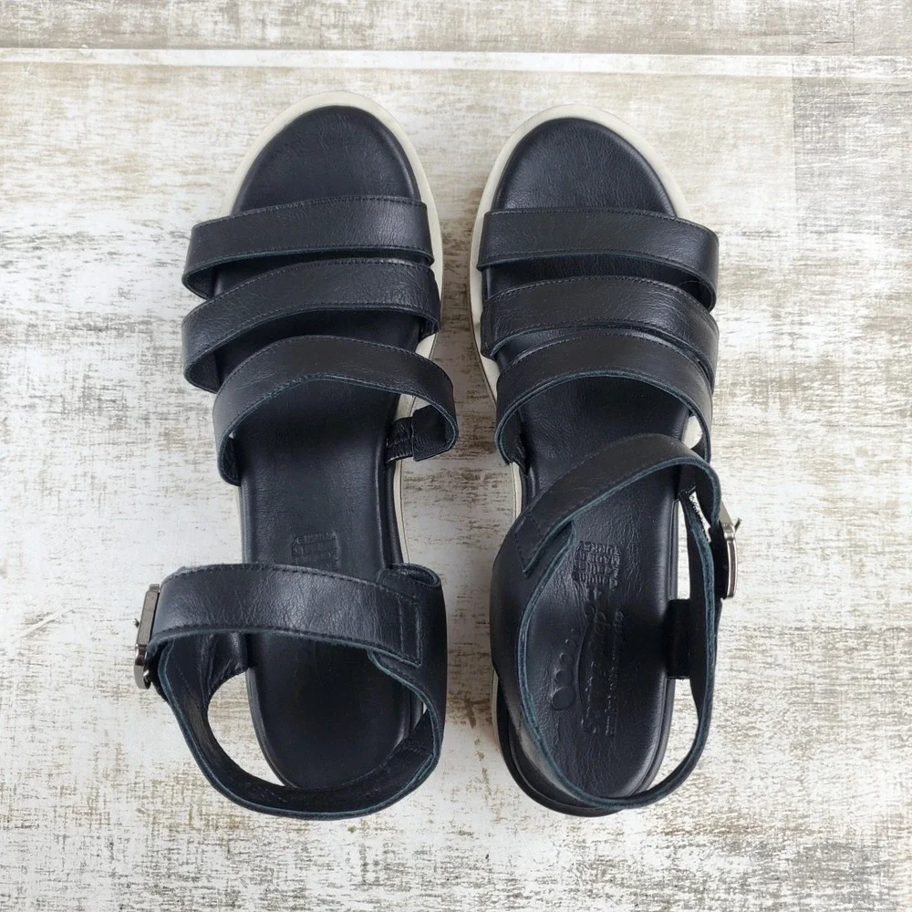 Spring Step Gosalina Womens Platform Sandals Sz 10 Black Strappy Leather Comfort